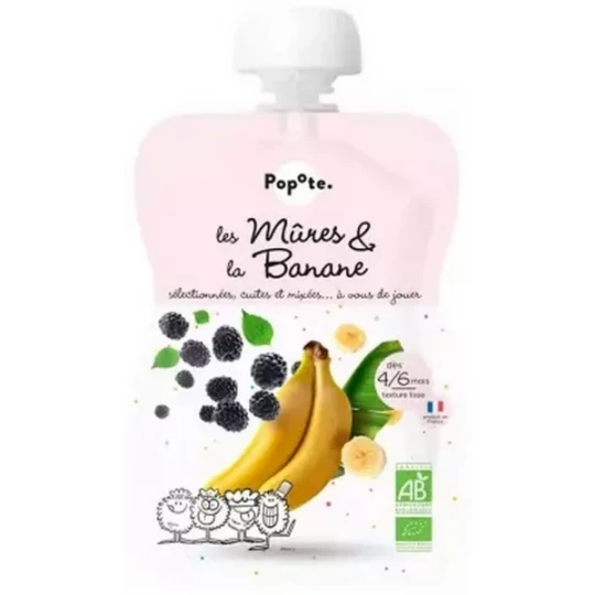 Popote Gourde Les Mures & La Banane Compote des 4/6 Mois Bio 120 g