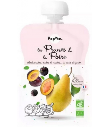 Popote Gourde Les Prunes & La Poire Compote des 4/6 Mois Bio 120 g