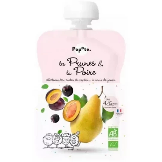 Popote Gourde Les Prunes & La Poire Compote des 4/6 Mois Bio 120 g