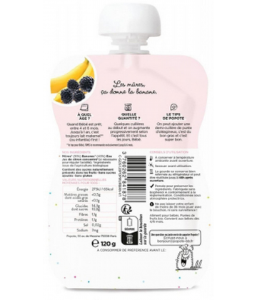 Popote Gourde Les Prunes & La Poire Compote des 4/6 Mois Bio 120 g