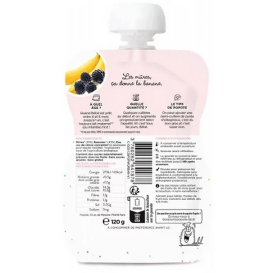 Popote Gourde Les Prunes & La Poire Compote des 4/6 Mois Bio 120 g - image 2