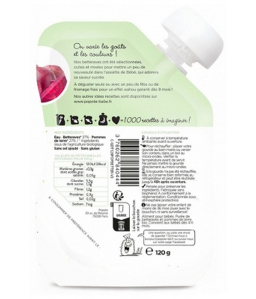 Popote Gourde La Betterave Purée des 4/6 Mois Bio 120 g