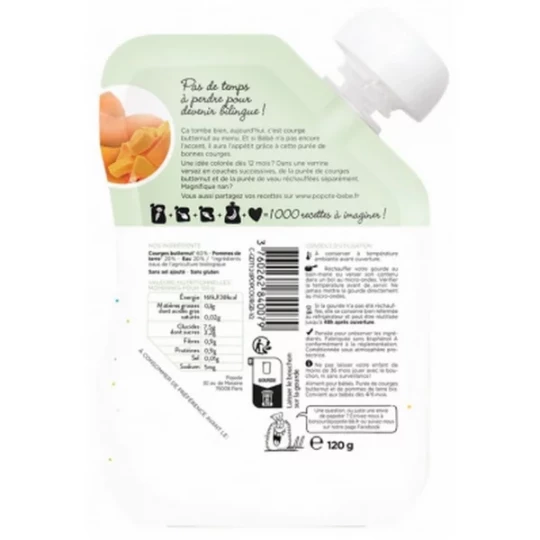 Popote Gourde La Courge Butternut Purée des 4/6 Mois Bio 120 g - image 2