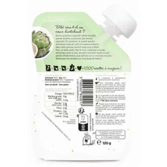 Popote Gourde l'Artichaut Purée des 4/6 Mois Bio 120 g - image 2