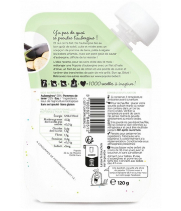 Popote Gourde l'Aubergine Purée des 4/6 Mois Bio 120 g