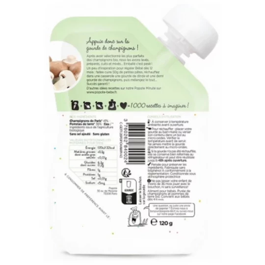 Popote Gourde Les Champignons Purée des 4/6 Mois Bio 120 g - image 2