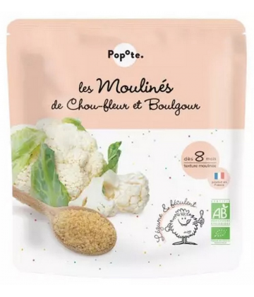 Popote Les Moulinés Chou-Fleur et Boulgour des 8 Mois Bio 180 g