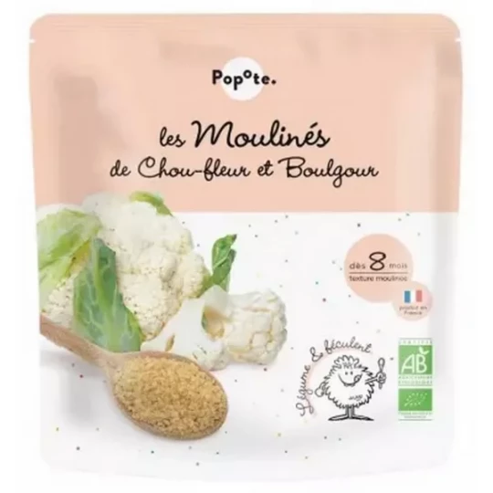 Popote Les Moulinés Chou-Fleur et Boulgour des 8 Mois Bio 180 g
