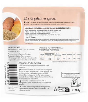 Popote Les Moulinés Patate Douce et Quinoa des 8 Mois Bio 180 g