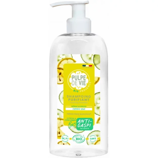 Pulpe de Vie Shampoing Purifiant Citron et Concombre Bio 400 ml