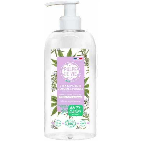 Pulpe de Vie Shampoing Volume et Pousse Chanvre et Romarin 400 ml