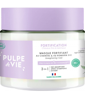Pulpe de Vie Masque Capillaire Fortifiant et Démêlant Chanvre et Romarin 3 en 1 Bio 300 ml