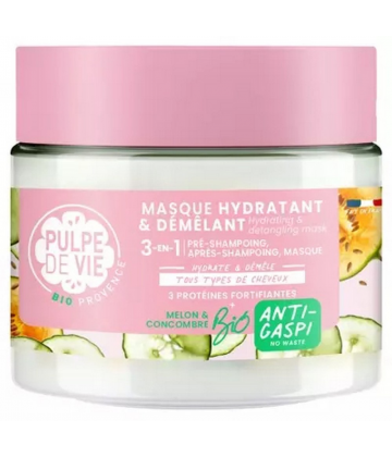 Pulpe de Vie Masque Capillaire Hydratant et Démêlant Melon 3 en 1 Bio 300 ml