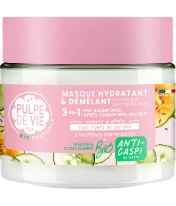 Pulpe de Vie Masque Capillaire Hydratant et Démêlant Melon 3 en 1 Bio 300 ml