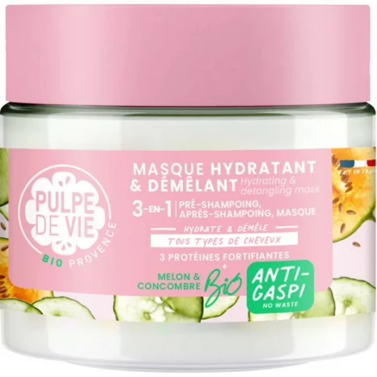 Pulpe de Vie Masque Capillaire Hydratant et Démêlant Melon 3 en 1 Bio 300 ml