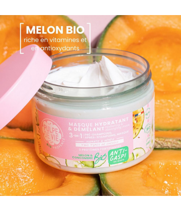 Pulpe de Vie Masque Capillaire Hydratant et Démêlant Melon 3 en 1 Bio 300 ml - image 3