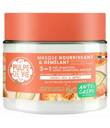 Pulpe de Vie Masque Capillaire Nourrissant et Démêlant Amande Douce 3 en 1 Bio 300 ml