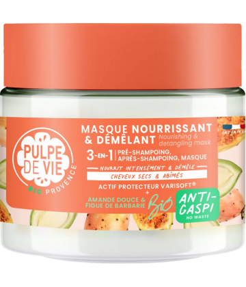 Pulpe de Vie Masque Capillaire Nourrissant et Démêlant Amande Douce 3 en 1 Bio 300 ml