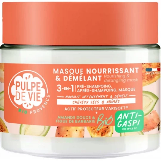 Pulpe de Vie Masque Capillaire Nourrissant et Démêlant Amande Douce 3 en 1 Bio 300 ml