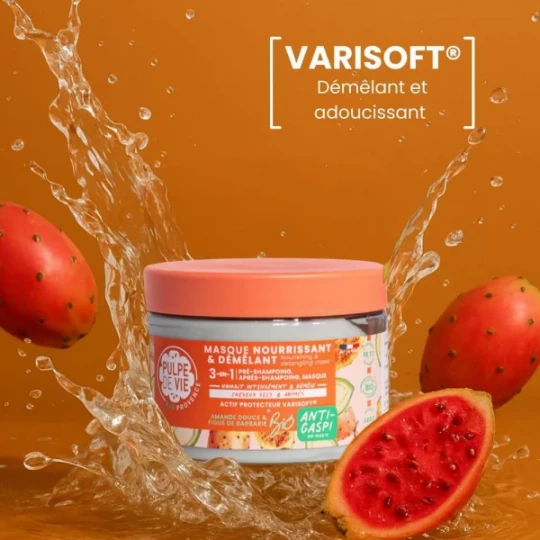 Pulpe de Vie Masque Capillaire Nourrissant et Démêlant Amande Douce 3 en 1 Bio 300 ml - image 3