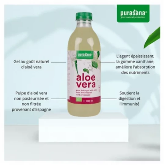 Purasana Aloé Vera Gel à Boire avec Pulpe Bio 1 L - image 4