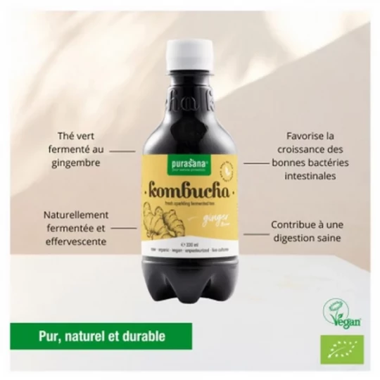 Purasana Kombucha Saveur Gingembre Bio 330 ml - image 3