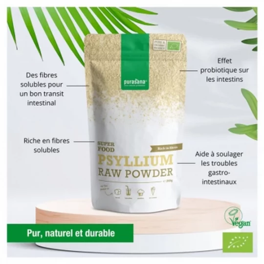 Purasana Super Food Poudre de Psyllium Bio 200 g - image 3