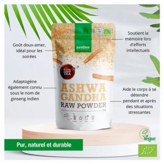 Purasana Super Food Tea Poudre d'Ashwagandha Bio 100 g - image 3