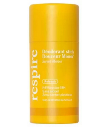 Respire Déodorant Stick Douceur Monoi Format Carton Bio 50 g