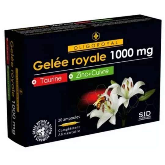 S.I.D Nutrition Oligoroyal Gelée Royale 1000 mg + Taurine + Zinc + Cuivre Ampoules x 20