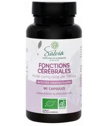 Salvia Nutrition Huile Complete de Périlla Fonctions Cérébrales Bio Capsules x 90