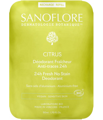 Sanoflore Déodorant Fraîcheur 24h Citrus Recharge Bio 50 ml