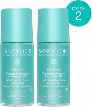Sanoflore Déodorant Fraîcheur 48h Mentha Roll-On Bio 2 x 50 ml