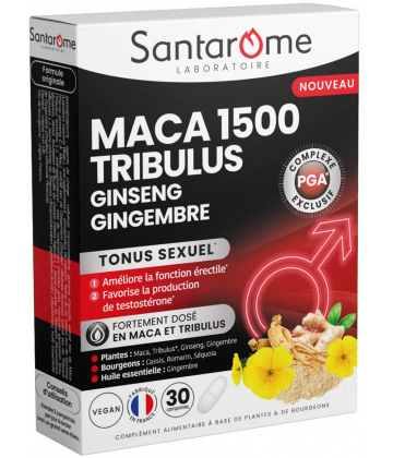 Santarome Maca 1500 Tribulus Ginseng Gingembre Comprimés x 30