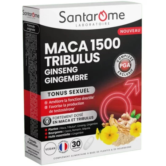 Santarome Maca 1500 Tribulus Ginseng Gingembre Comprimés x 30