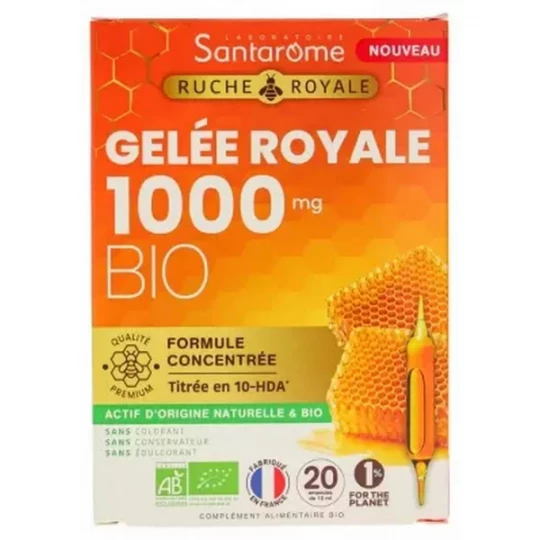 Santarome Ruche Royale Gelée Royale 1000 mg Bio Ampoules x 20
