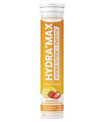 Santarome Hydra-Max Booster d'Hydratation Goût Citron Fraise Pastilles Effervescentes x 20