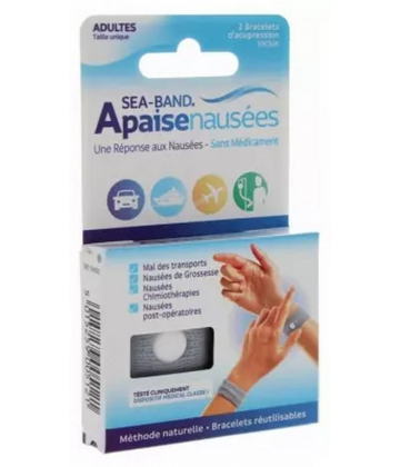 Sea-Band Adultes Apaisenausées Paire de Bracelets d'Acupression Gris