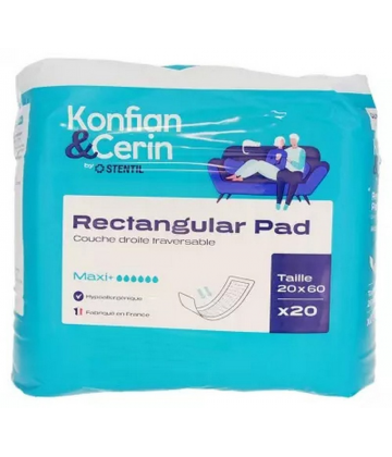 Stentil Konfian & Cerin Rectangular Pad Maxi 20 x 60 cm Couches Droites Traversables x 20