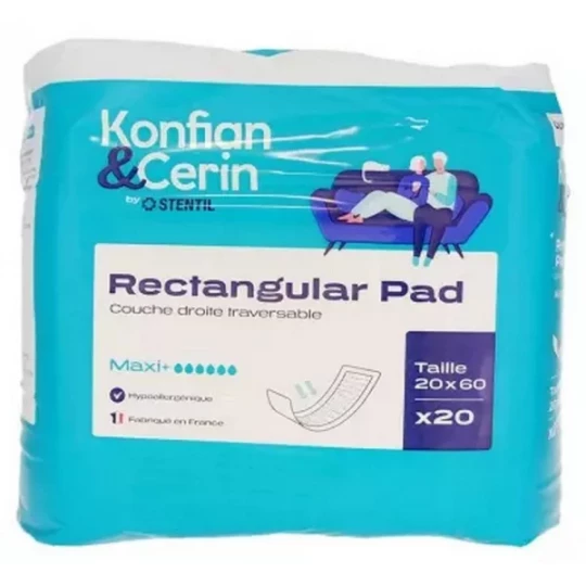Stentil Konfian & Cerin Rectangular Pad Maxi 20 x 60 cm Couches Droites Traversables x 20