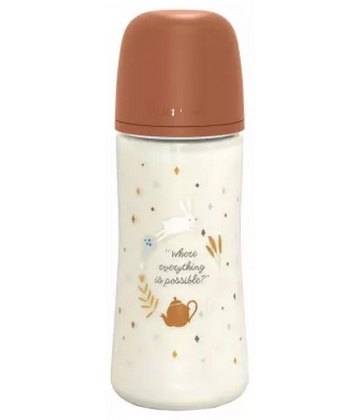 Suavinex Wonderland Biberon Tétine Symétrique Débit Rapide 6 Mois et + Couleur Camel 360 ml