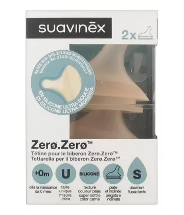 Suavinex Zero.Zero Tétines Débit Lent 0 Mois et + x 2