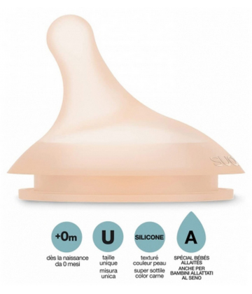 Suavinex Zero.Zero Tétine Spéciale Biberons 0 Mois et + 2 Tétines