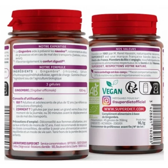 Superdiet Gingembre Bio Gélules x 45 - image 2