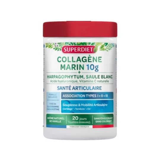 Superdiet Collagène Marin 10 g + Harpagophytum et Saule Blanc 220 g