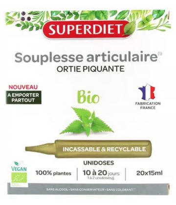 Superdiet Souplesse Articulaire Ortie Piquante Bio Unidoses x 20