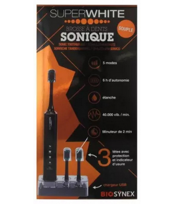 Superwhite Brosse à Dents Sonique Souple Noir