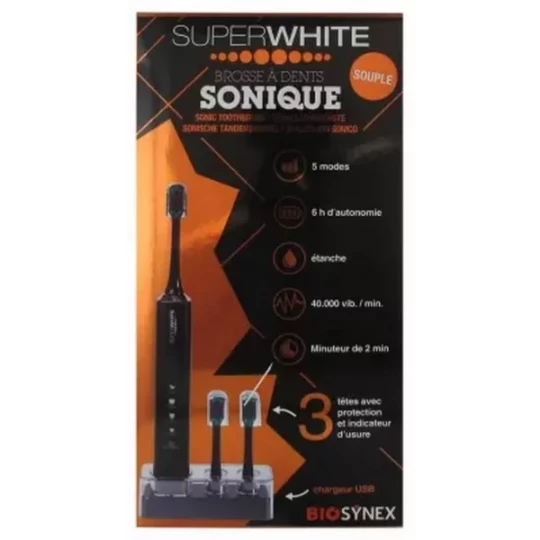 Superwhite Brosse à Dents Sonique Souple Noir