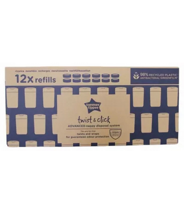 Tommee Tippee Recharge Poubelle à Couches Twist & Click Recharges x 12