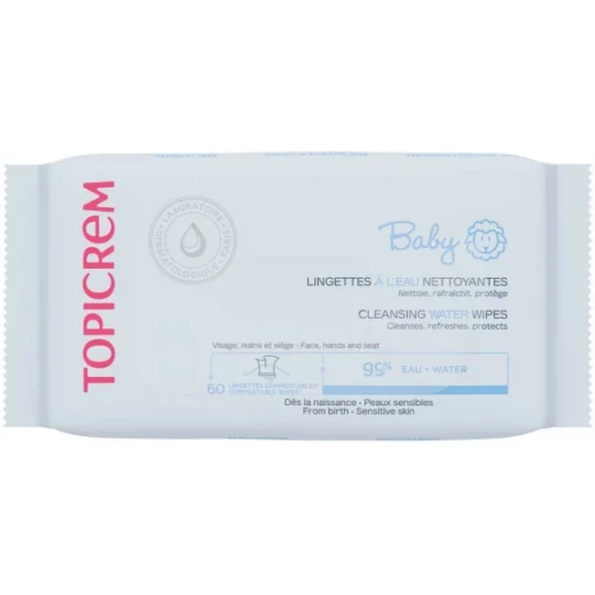 Topicrem Baby Lingettes à l'Eau Nettoyantes Lingettes x 60